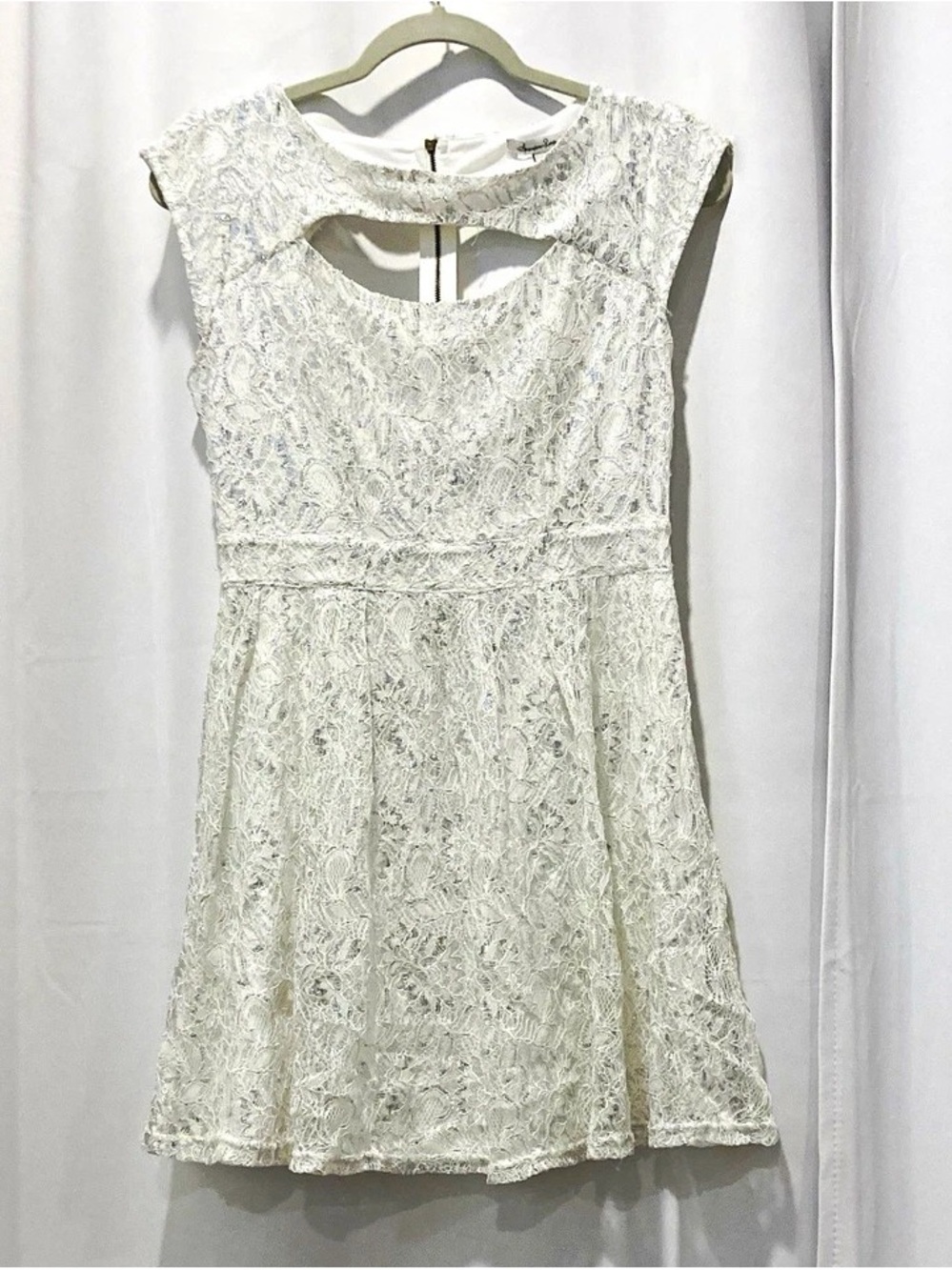 American Rag Ivory Lace Mini Dress with Keyhole Back